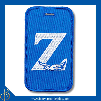 Zeta Phi Beta ΖΦΒ Z with Dove Embroidered Luggage Tag-Blue-Zeta Phi Beta Paraphernalia-Zeta Phi Beta Luggage Tag-Betty's Promos Plus
