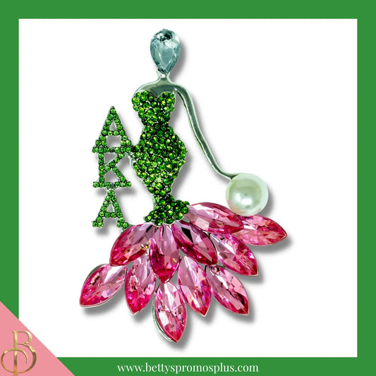 zzARCHIVED Alpha Kappa Alpha AKA Classy Lady Rhinestone Pin-Green-Alpha Kappa Alpha Paraphernalia-Alpha Kappa Alpha Rhinestone Pin-Betty's Promos Plus