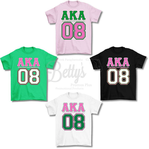 Alpha Kappa Alpha AKA 08 Screen Printed T-Shirt-Betty's Promos Plus Greek Paraphernalia