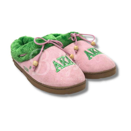 Alpha Kappa Alpha AKA 1908 Cozy SlippersPink-Small (5-6)-Betty's Promos Plus Greek Paraphernalia