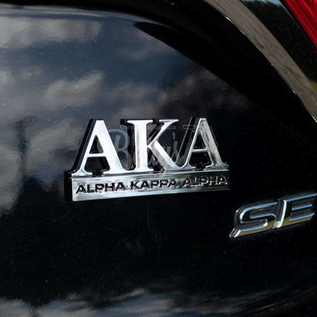 Alpha Kappa Alpha AKA Chrome Car Auto Emblem Sticker DecalSilver-Betty's Promos Plus Greek Paraphernalia
