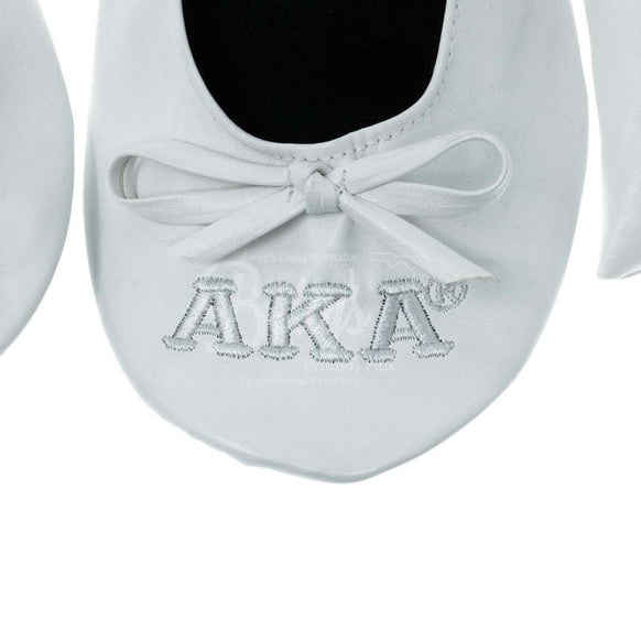 Alpha Kappa Alpha AKA Embroidered Ballet Flats with Carrying Case-Betty's Promos Plus Greek Paraphernalia