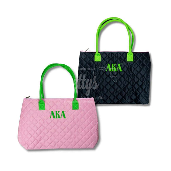 Alpha Kappa Alpha AKA Embroidered Greek Letters Quilted Bag Purse-Betty's Promos Plus Greek Paraphernalia