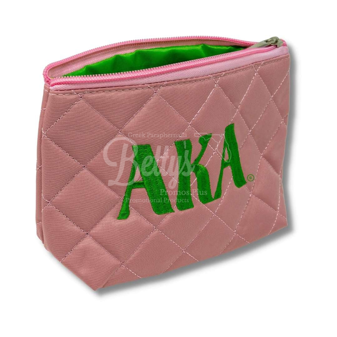 Alpha Kappa Alpha AKA Embroidered Greek Letters Quilted Cosmetic Case Makeup Bag-Betty's Promos Plus Greek Paraphernalia