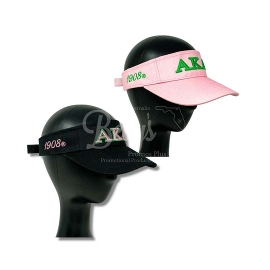 Alpha Kappa Alpha AKA Embroidered Greek Letters Velcro Snap Visor-Betty's Promos Plus Greek Paraphernalia