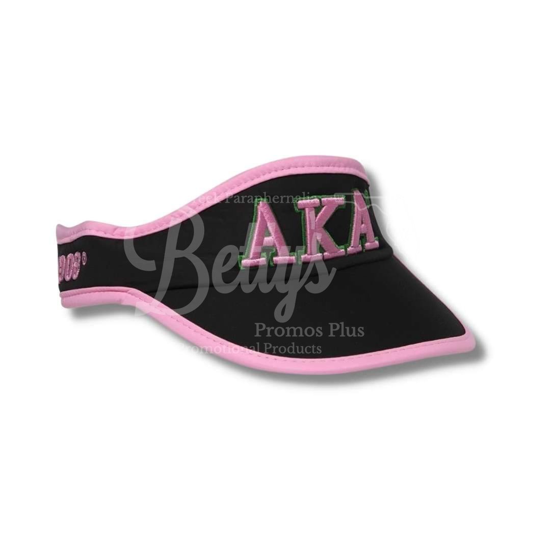 Alpha Kappa Alpha AKA Featherlight Embroidered Moisture Wicking Greek Letter VisorBlack-Betty's Promos Plus Greek Paraphernalia
