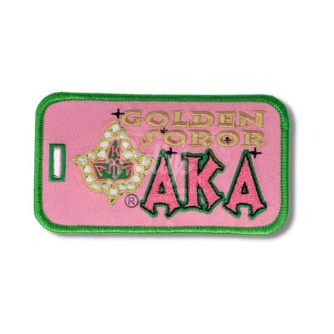 Alpha Kappa Alpha "AKA Golden Soror" Embroidered Luggage TagPink-Betty's Promos Plus Greek Paraphernalia