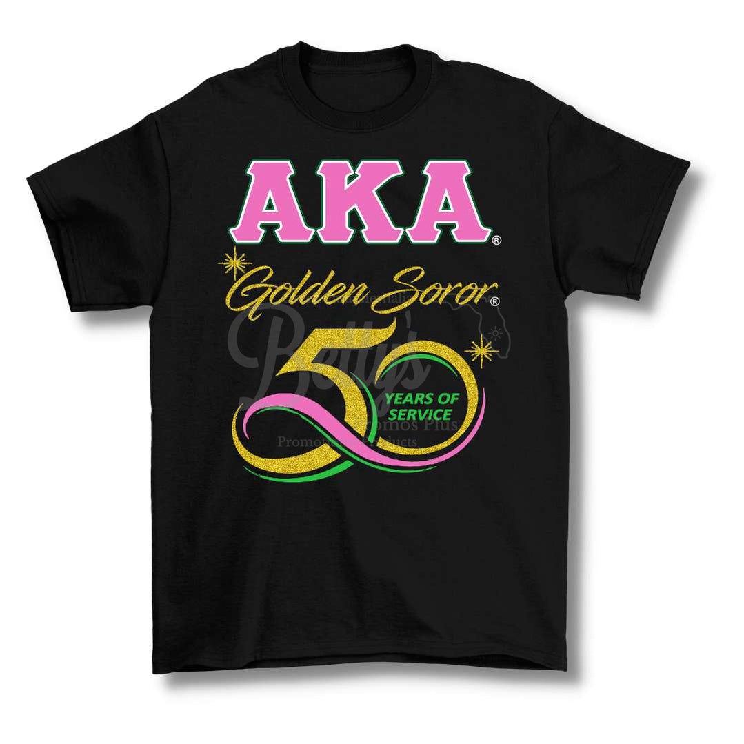 Alpha Kappa Alpha AKA Golden Soror T-ShirtBlack-Small-Betty's Promos Plus Greek Paraphernalia