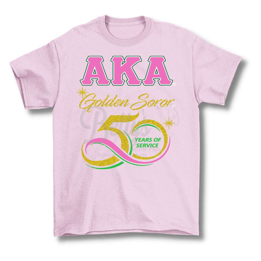 Alpha Kappa Alpha AKA Golden Soror T-ShirtPink-Small-Betty's Promos Plus Greek Paraphernalia