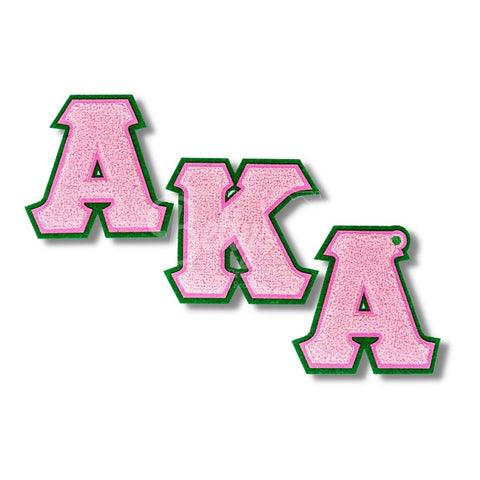 Alpha Kappa Alpha AKA Greek Letters Set of 3 Chenille Letter Patch Set for JacketsPink-Betty's Promos Plus Greek Paraphernalia