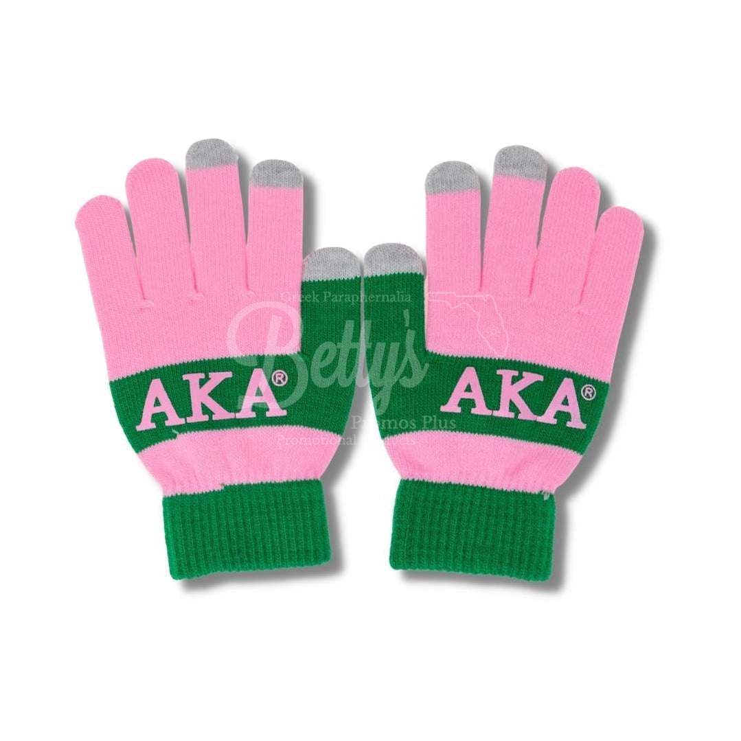 Alpha Kappa Alpha AKA Knit Touch Screen GlovesPink-Betty's Promos Plus Greek Paraphernalia