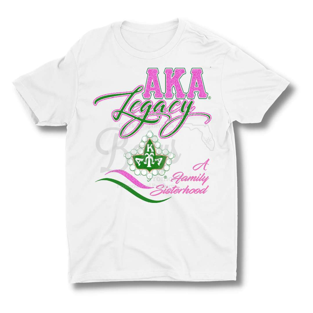 Alpha Kappa Alpha AKA Legacy T-ShirtWhite-Small-Betty's Promos Plus Greek Paraphernalia