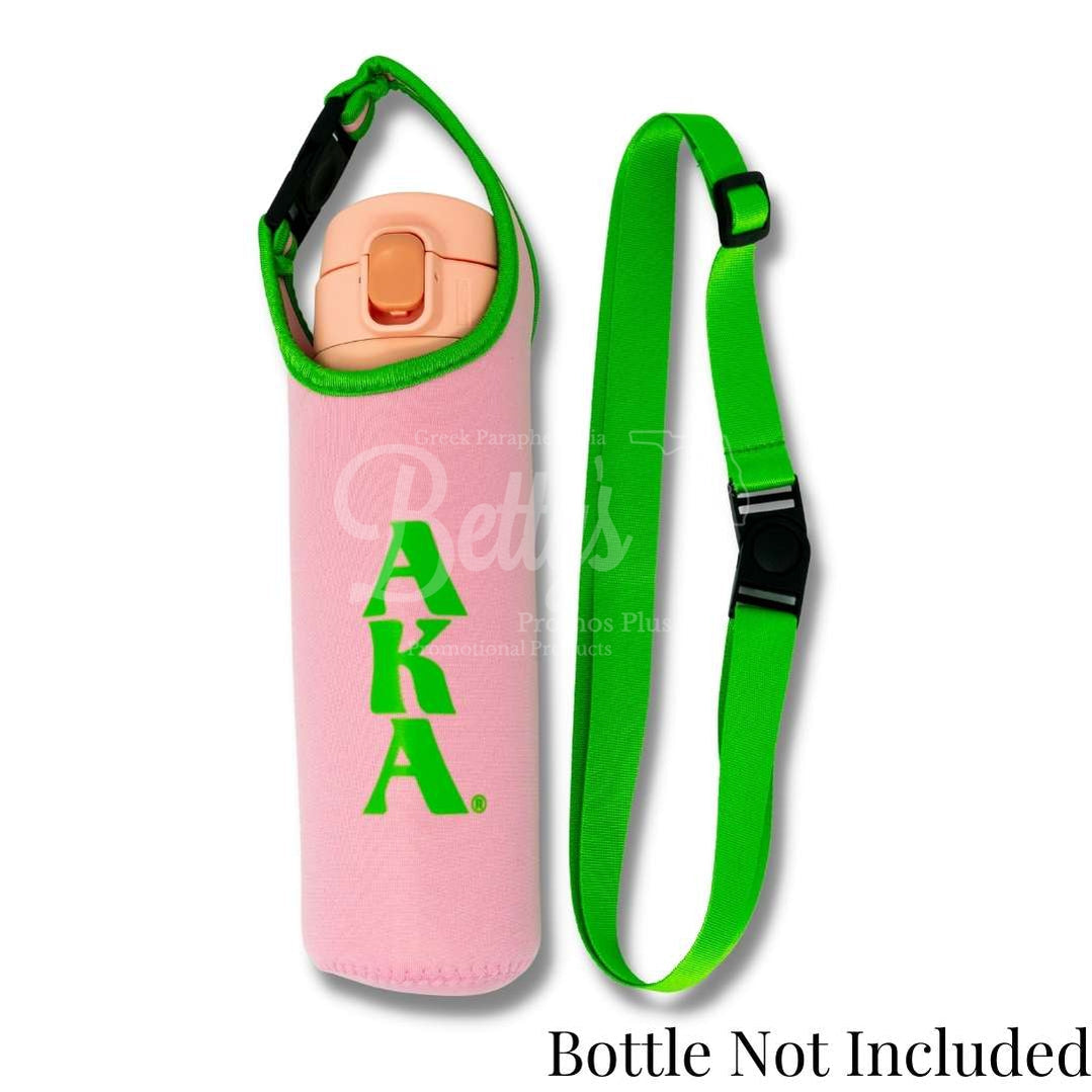 Alpha Kappa Alpha AKA Neoprene Water Bottle HolderPink-Betty's Promos Plus Greek Paraphernalia