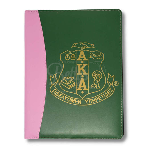 Alpha Kappa Alpha AKA Shield Business Padfolio Portfolio with Legal PadGreen-Betty's Promos Plus Greek Paraphernalia