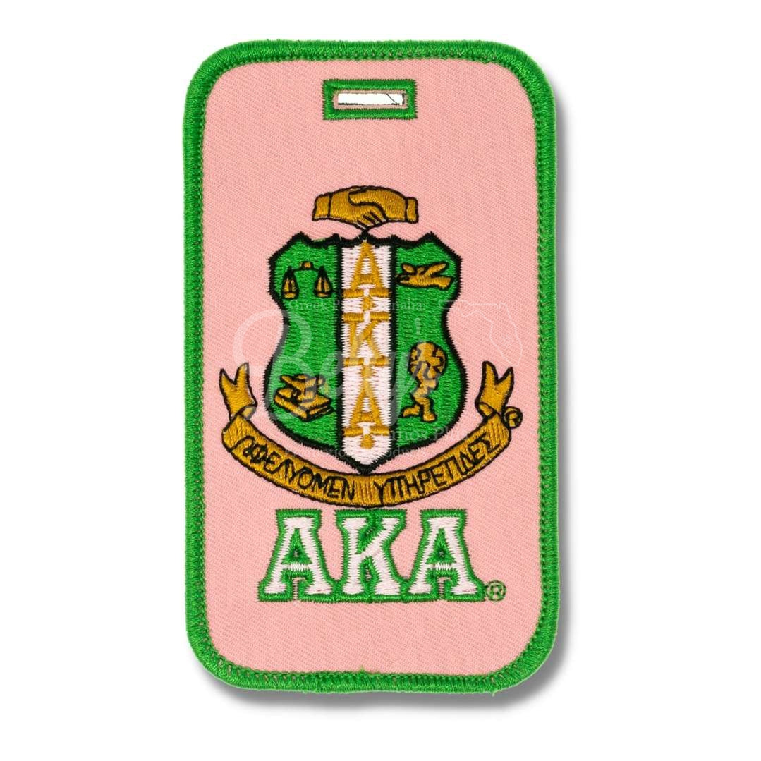 Alpha Kappa Alpha AKA Shield Embroidered Luggage TagPink-Betty's Promos Plus Greek Paraphernalia