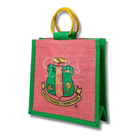 Alpha Kappa Alpha AKA Shield Sorority Jute BagPink-Betty's Promos Plus Greek Paraphernalia