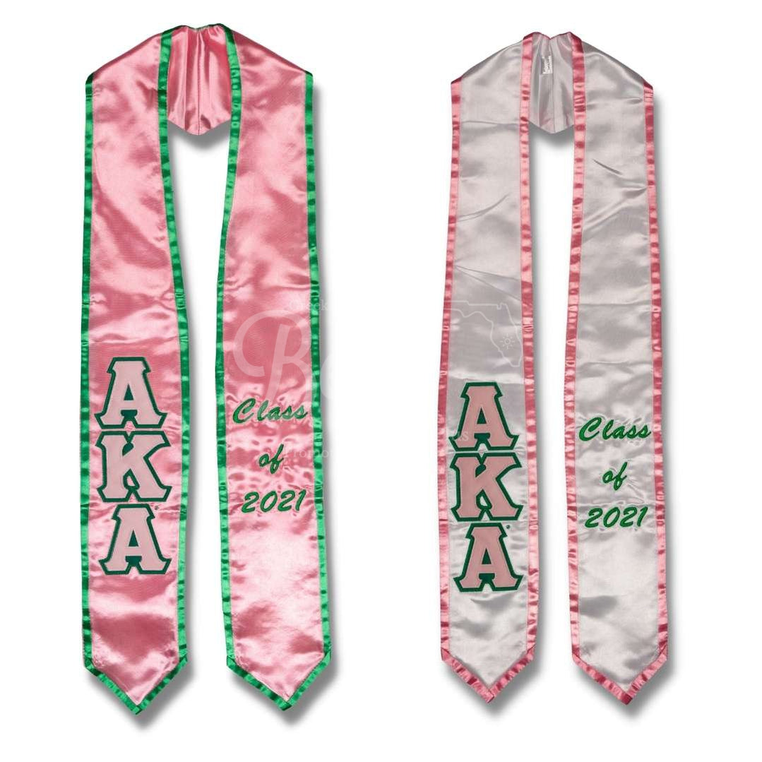 Alpha Kappa Alpha AKA Silk Graduation Stole-Betty's Promos Plus Greek Paraphernalia
