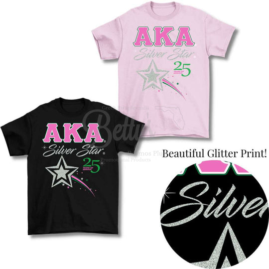 Alpha Kappa Alpha AKA Silver Star T-Shirt-Betty's Promos Plus Greek Paraphernalia