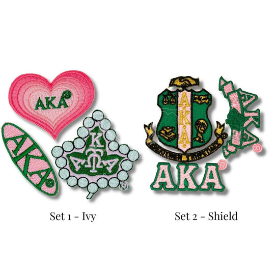 Alpha Kappa Alpha AKA Stick-On Embroidered Patch Set-Betty's Promos Plus Greek Paraphernalia