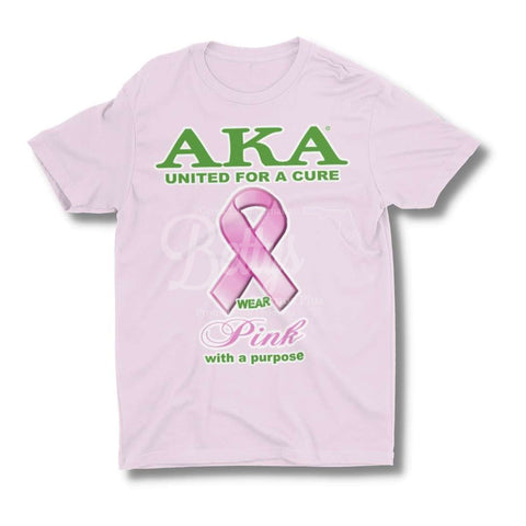 Alpha Kappa Alpha AKA "United For a Cure: Wear Pink with a Purpose" Screen Printed Sorority Greek T-ShirtPink-Small-Betty's Promos Plus Greek Paraphernalia