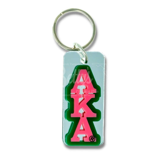 Alpha Kappa Alpha AKA Vertical Block Acrylic KeychainSilver-Betty's Promos Plus Greek Paraphernalia
