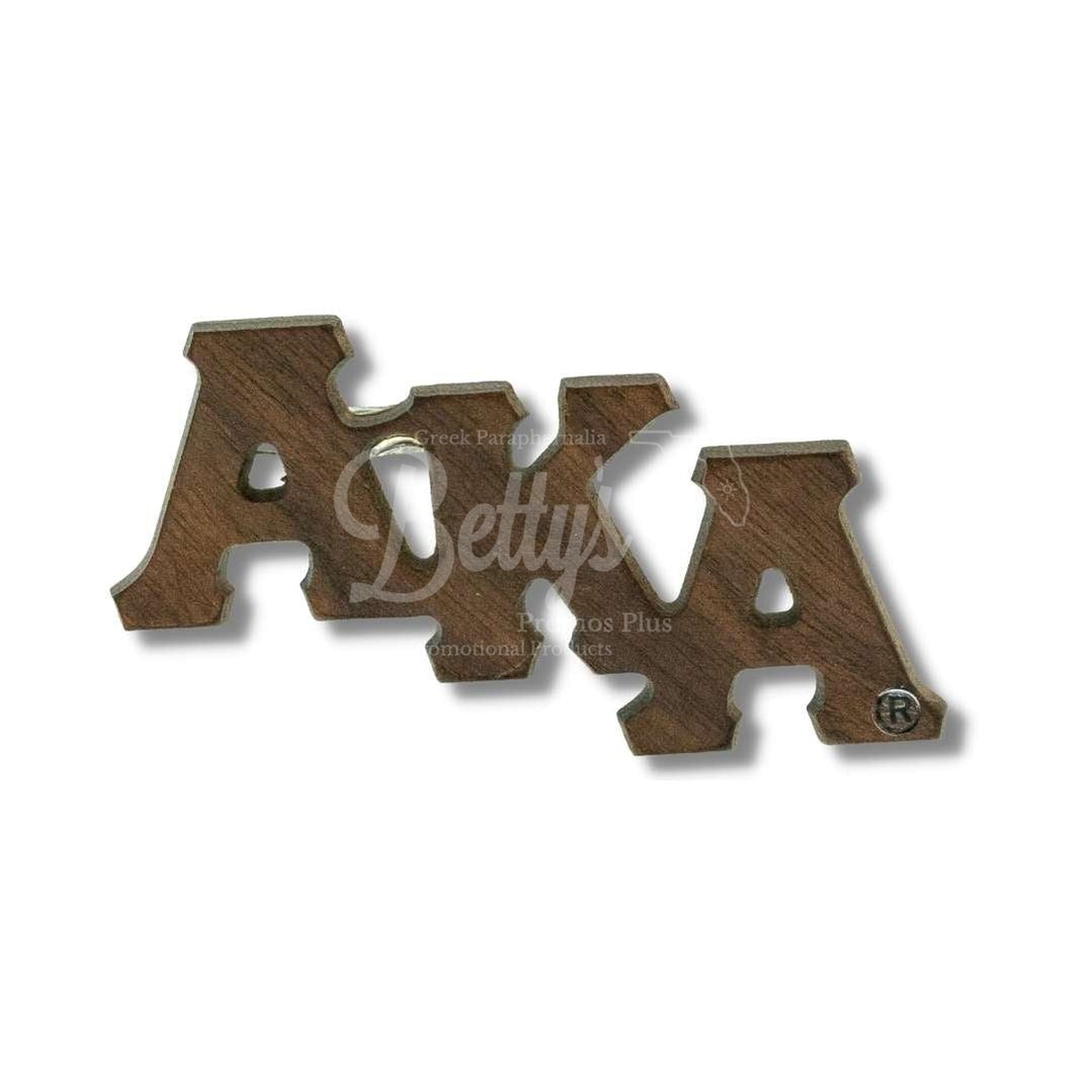 Alpha Kappa Alpha AKA Wooden Greek Letters Lapel PinBrown-Large-Betty's Promos Plus Greek Paraphernalia