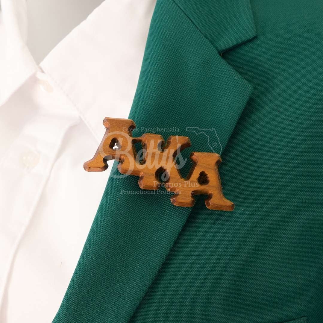 Alpha Kappa Alpha AKA Wooden Greek Letters Lapel Pin-Betty's Promos Plus Greek Paraphernalia