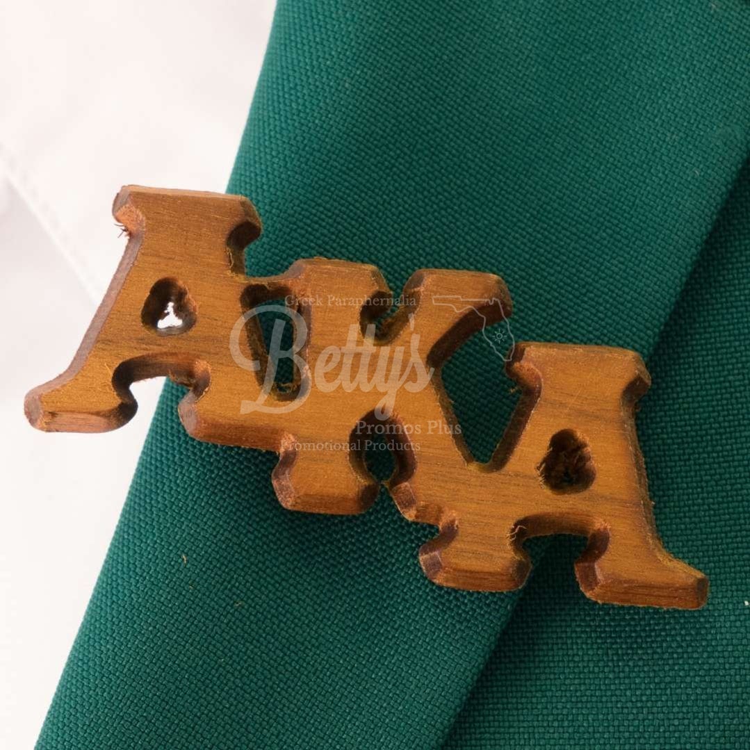 Alpha Kappa Alpha AKA Wooden Greek Letters Lapel Pin-Betty's Promos Plus Greek Paraphernalia