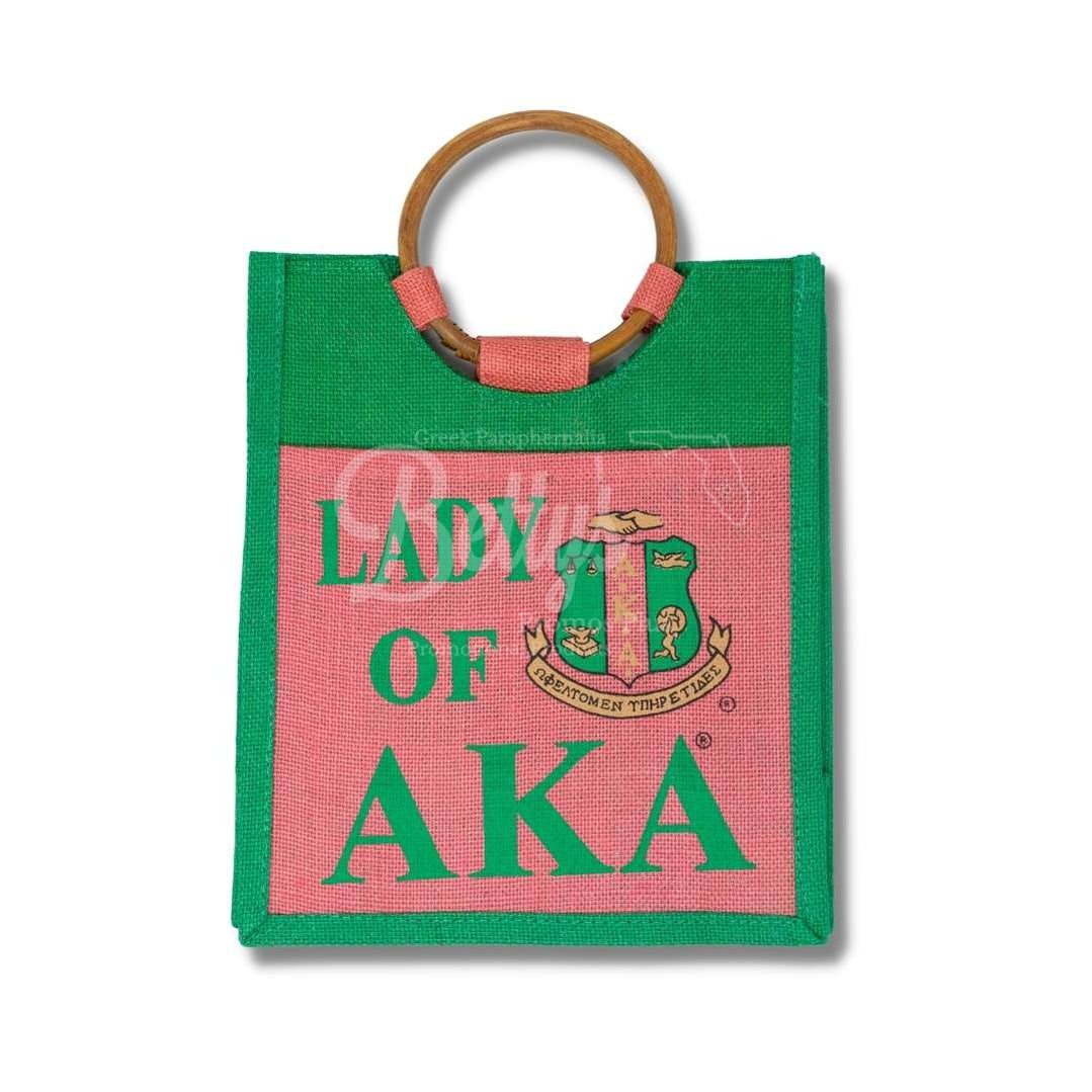 Alpha Kappa Alpha Lady of AKA Sorority Jute BagSmall-Green-Betty's Promos Plus Greek Paraphernalia