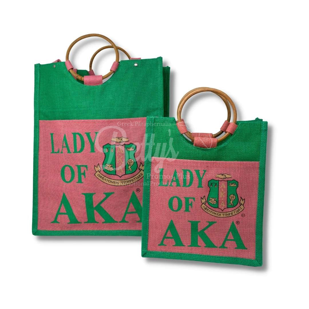 Alpha Kappa Alpha Lady of AKA Sorority Jute Bag-Betty's Promos Plus Greek Paraphernalia