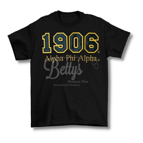 Alpha Phi Alpha 1906 ΑΦΑ Script Double Stitched Appliqué Embroidered Line T-ShirtBlack-Small-Betty's Promos Plus Greek Paraphernalia