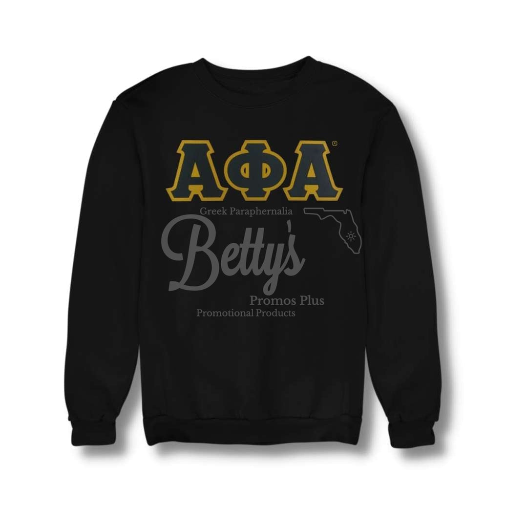Alpha Phi Alpha ΑΦΑ Appliqué Embroidered Greek Letter Pullover SweatshirtBlack-Small-Betty's Promos Plus Greek Paraphernalia