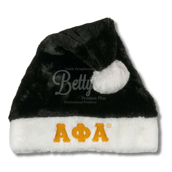 Alpha Phi Alpha ΑΦΑ Embroidered Greek Letters Deluxe Santa HatBlack with Gold Letters-Without Lining-Betty's Promos Plus Greek Paraphernalia