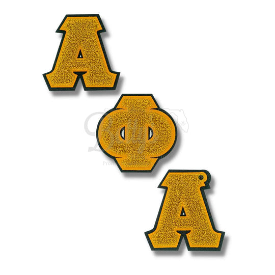 Alpha Phi Alpha ΑΦΑ Greek Letters Set of 3 Chenille Letter Patch Set for JacketsGold-Betty's Promos Plus Greek Paraphernalia