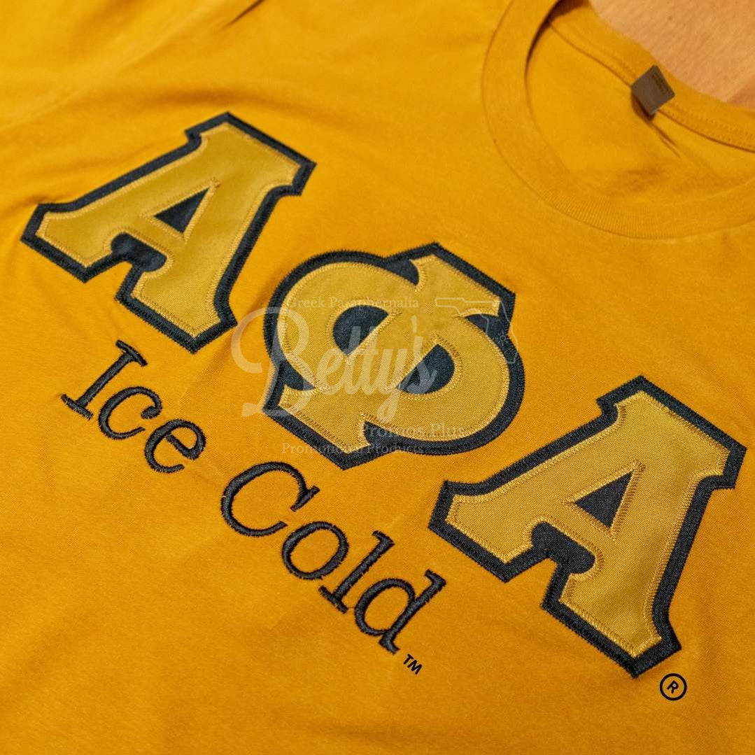 Alpha Phi Alpha ΑΦΑ Ice Cold Double Stitched Appliqué Embroidered Line T-Shirt-Betty's Promos Plus Greek Paraphernalia