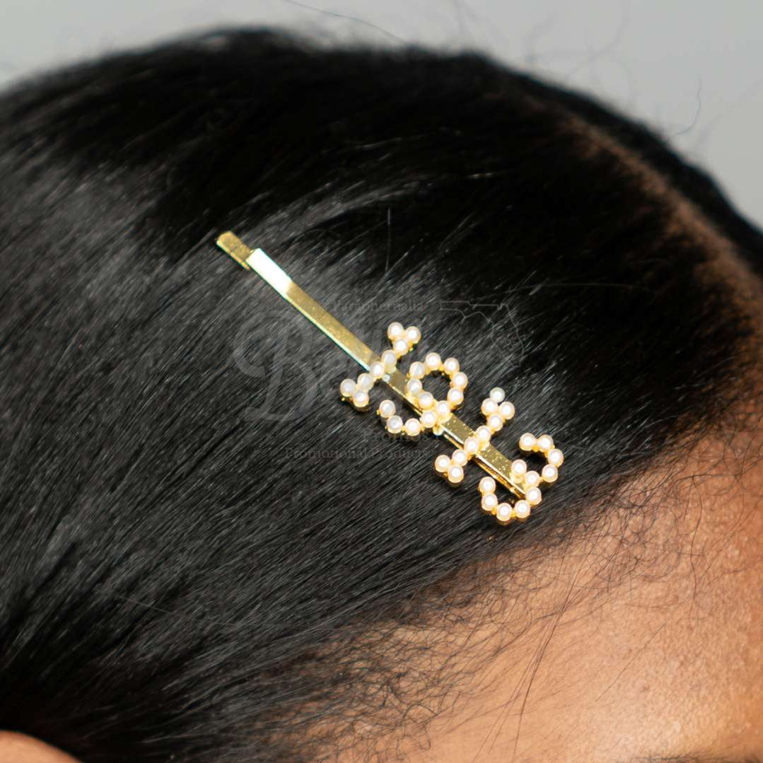 Delta Sigma Theta ΔΣΘ 1913 Rhinestone Hair Pin Pearl Letter Metal Hair Clip Accessory for Hair-Betty's Promos Plus Greek Paraphernalia
