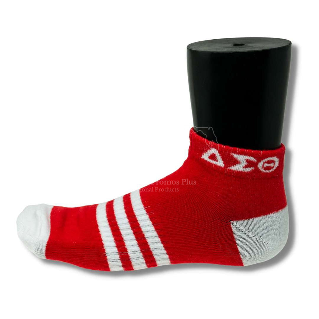 Delta Sigma Theta ΔΣΘ 3 Stripe Ankle Socks with Arch SupportRed-Betty's Promos Plus Greek Paraphernalia