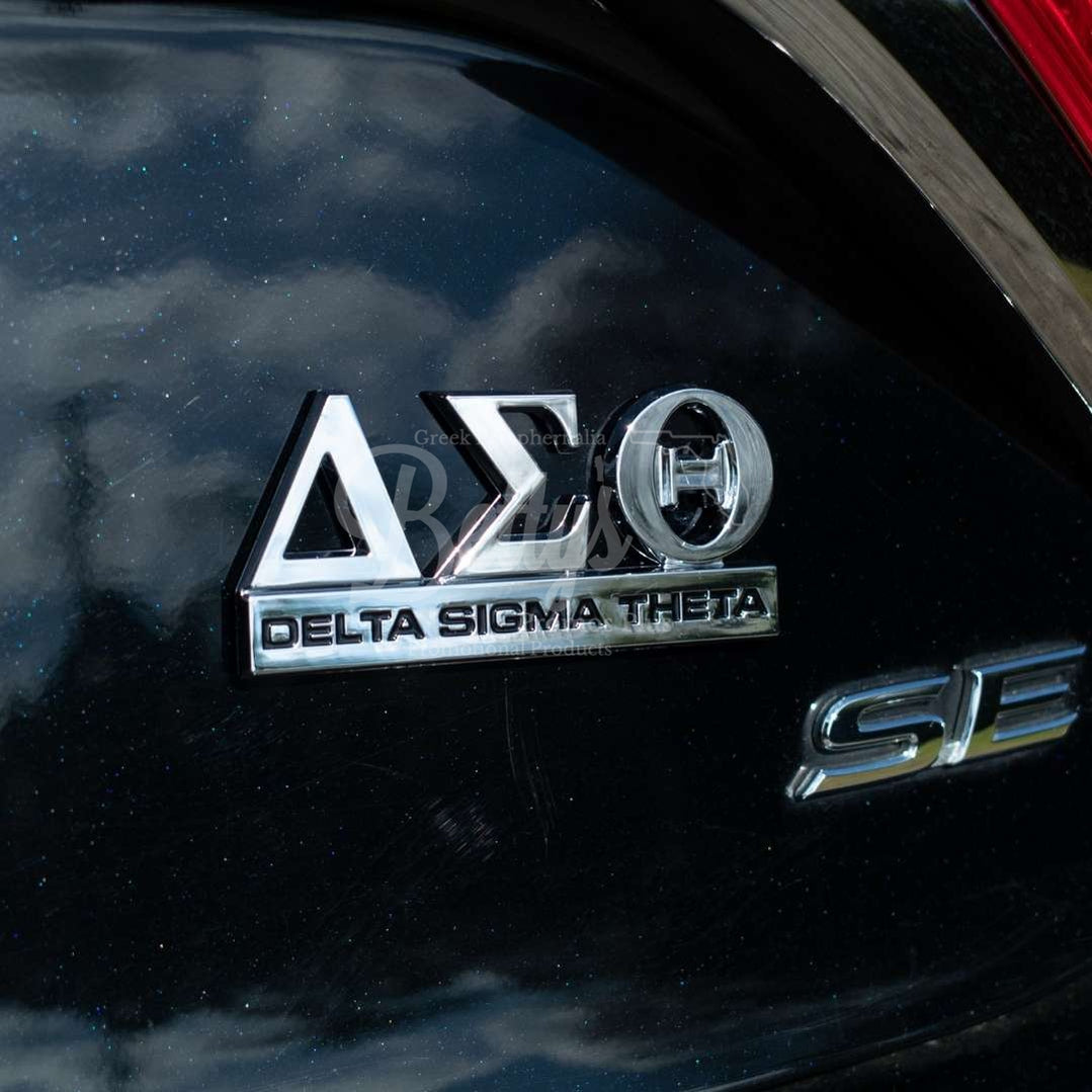 Delta Sigma Theta ΔΣΘ Chrome Car Auto Emblem Sticker DecalSilver-Betty's Promos Plus Greek Paraphernalia
