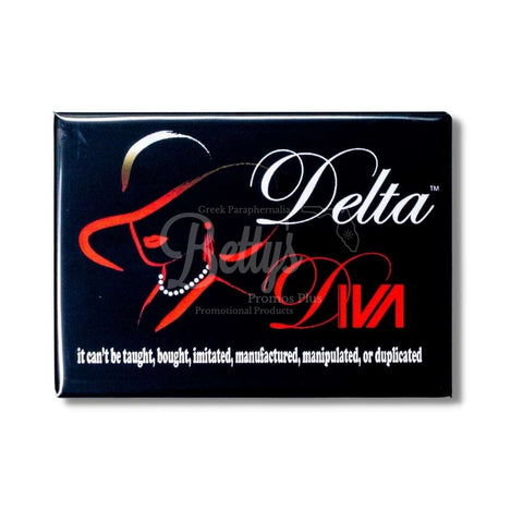 Delta Sigma Theta "ΔΣΘ Diva" Magnet for Refrigerator, Locker, Office DeskBlack-Betty's Promos Plus Greek Paraphernalia