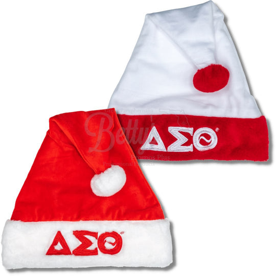 Delta Sigma Theta ΔΣΘ Embroidered Greek Letters Deluxe Santa Hat-Betty's Promos Plus Greek Paraphernalia