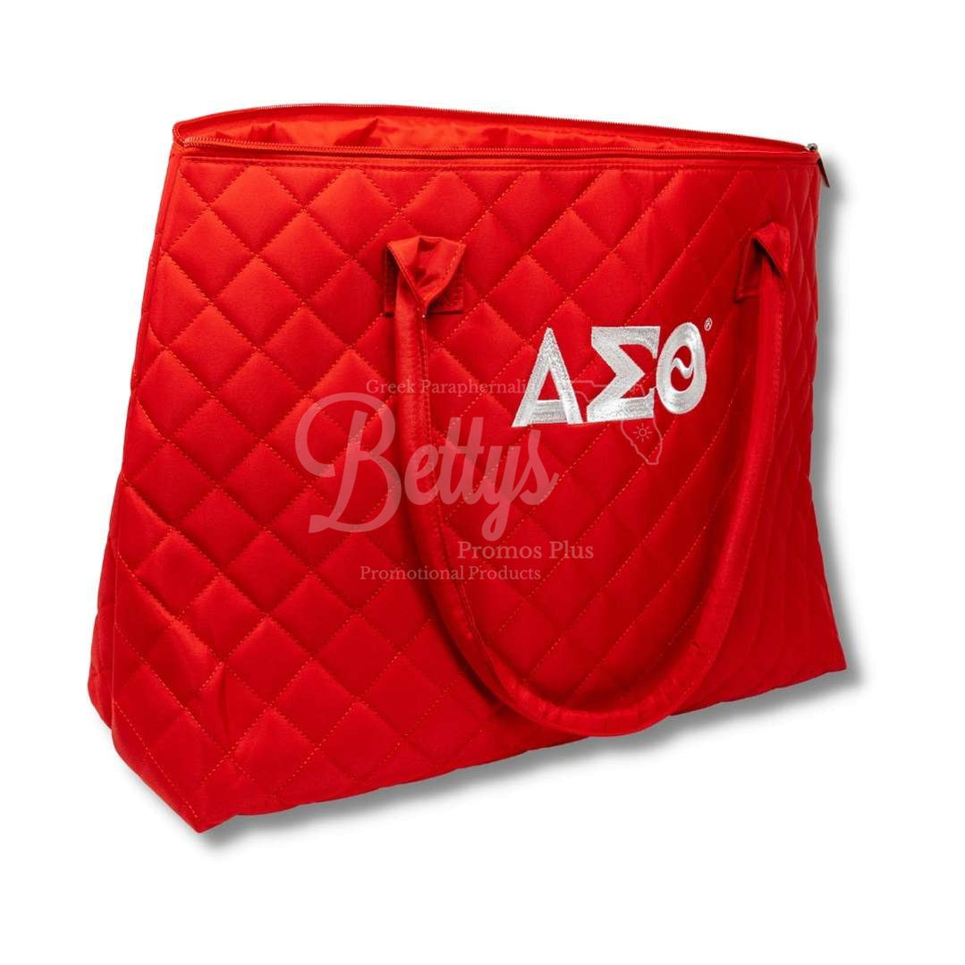 Delta Sigma Theta ΔΣΘ Embroidered Greek Letters Quilted Bag PurseRed-Betty's Promos Plus Greek Paraphernalia