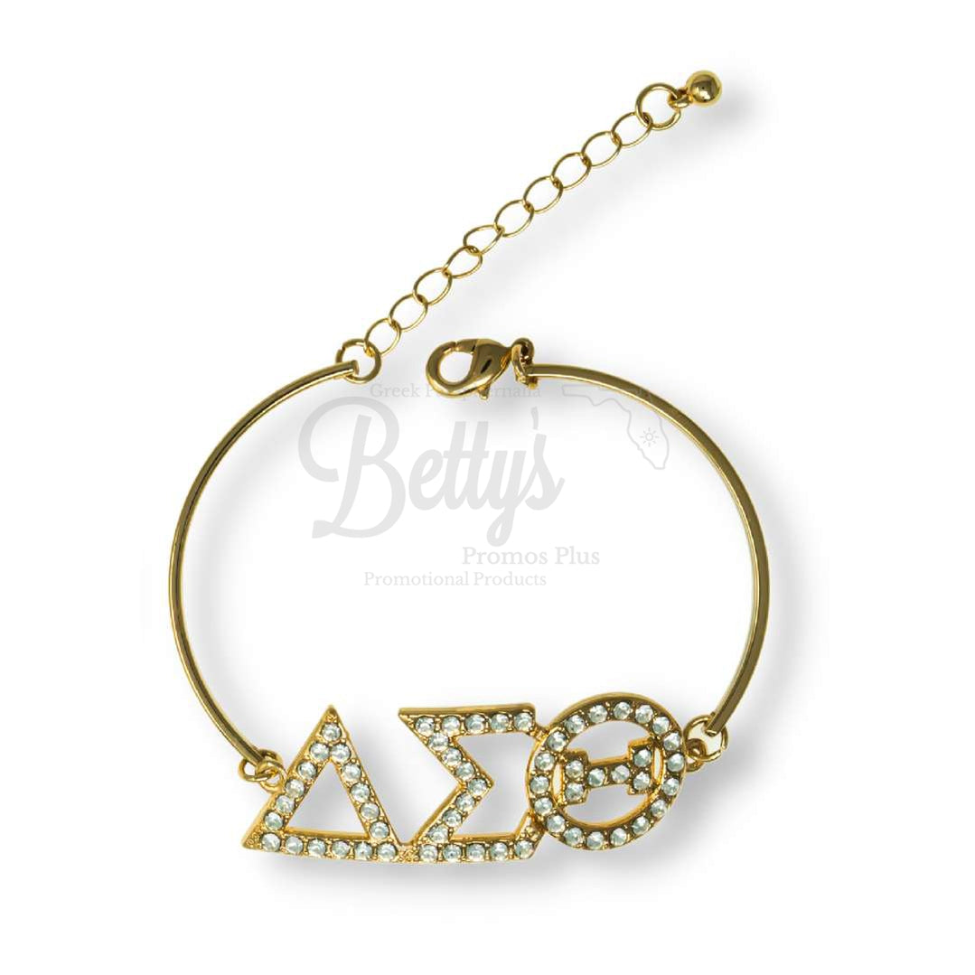 Delta Sigma Theta ΔΣΘ Greek Letters Rhinestone Crystal Bracelet, Delta BraceletGold-Betty's Promos Plus Greek Paraphernalia