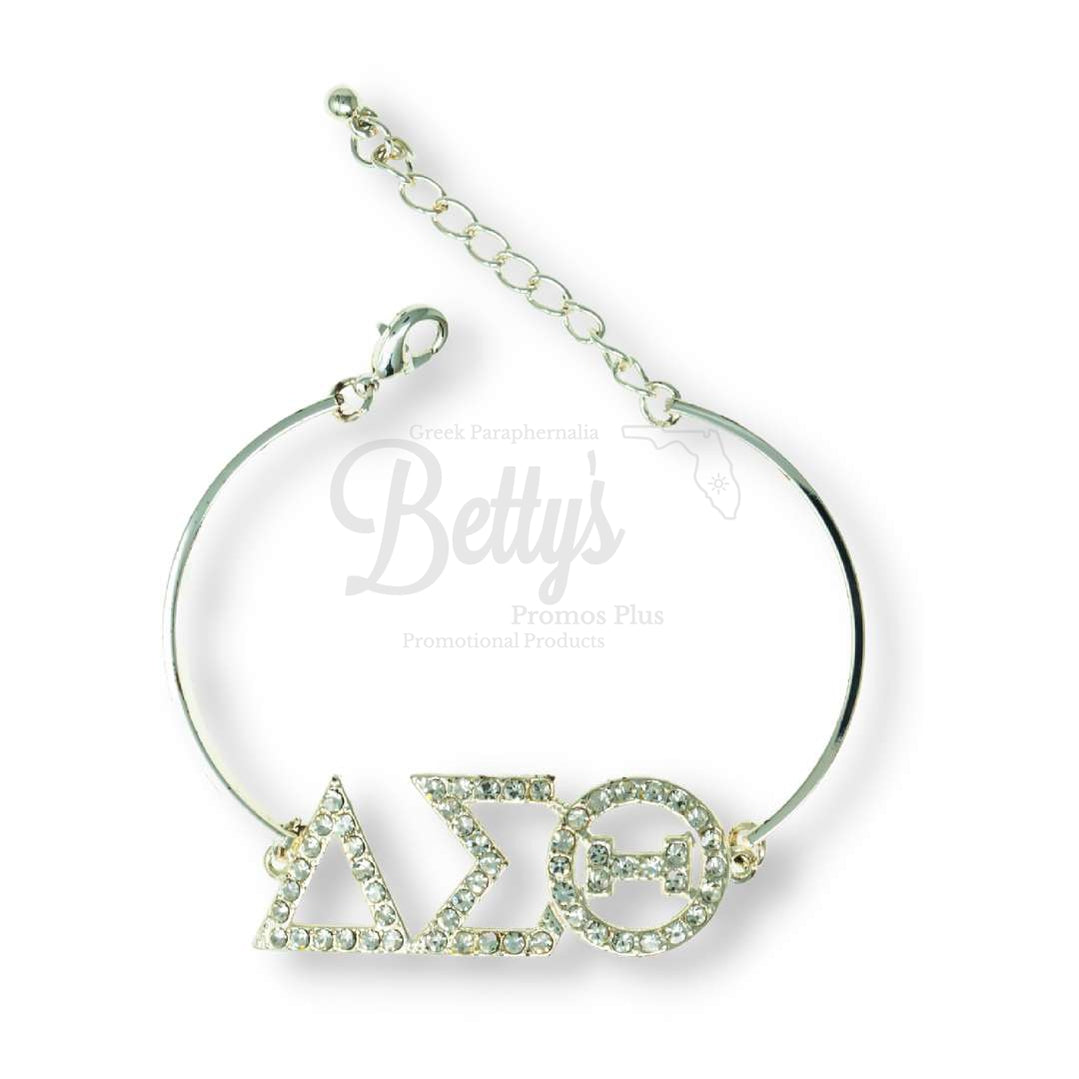 Delta Sigma Theta ΔΣΘ Greek Letters Rhinestone Crystal Bracelet, Delta BraceletSilver-Betty's Promos Plus Greek Paraphernalia