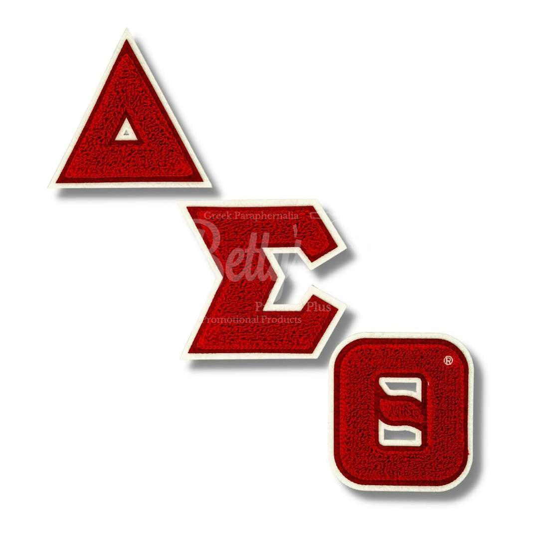 Delta Sigma Theta ΔΣΘ Greek Letters Set of 3 Chenille Letter Patch Set for JacketsRed-Betty's Promos Plus Greek Paraphernalia