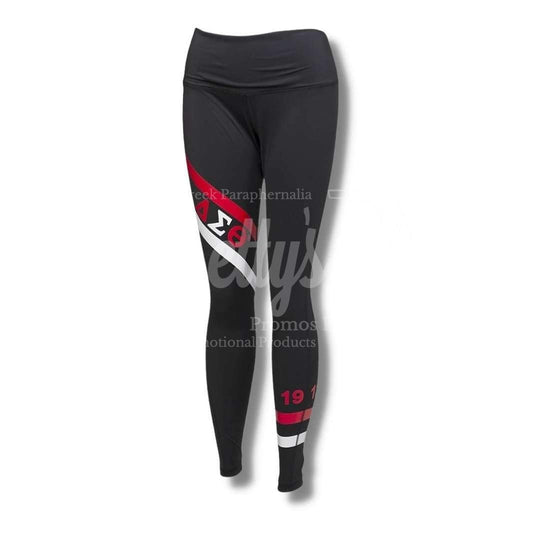 Delta Sigma Theta ΔΣΘ High-Waist Yoga LeggingsBlack-X-Large-Betty's Promos Plus Greek Paraphernalia