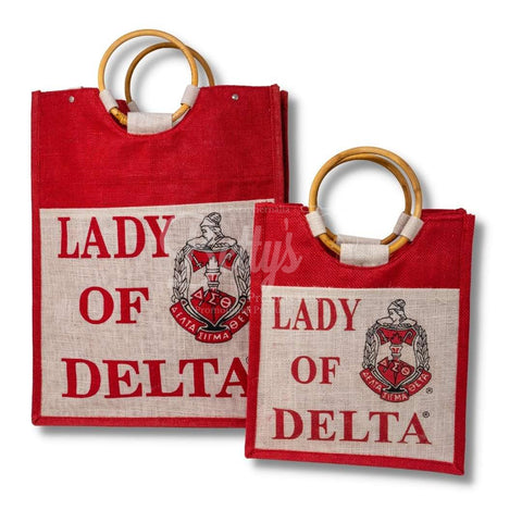 Delta Sigma Theta ΔΣΘ Lady of Delta Sorority Jute Bag-Betty's Promos Plus Greek Paraphernalia