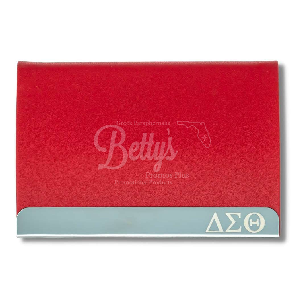 Delta Sigma Theta ΔΣΘ Laser Engraved Business Card HolderRed-Betty's Promos Plus Greek Paraphernalia