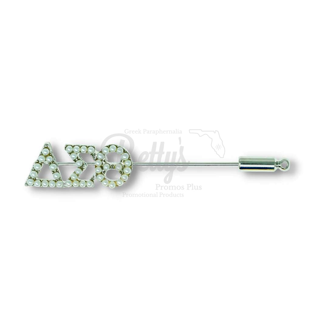 Delta Sigma Theta ΔΣΘ Pearl Hat Pin for Fedoras, Caps, Berets, & TamsSilver-White Pearls-Betty's Promos Plus Greek Paraphernalia