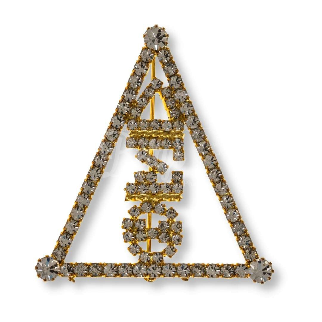Delta Sigma Theta ΔΣΘ Pyramid Rhinestone Pin with Greek LettersGold-Betty's Promos Plus Greek Paraphernalia