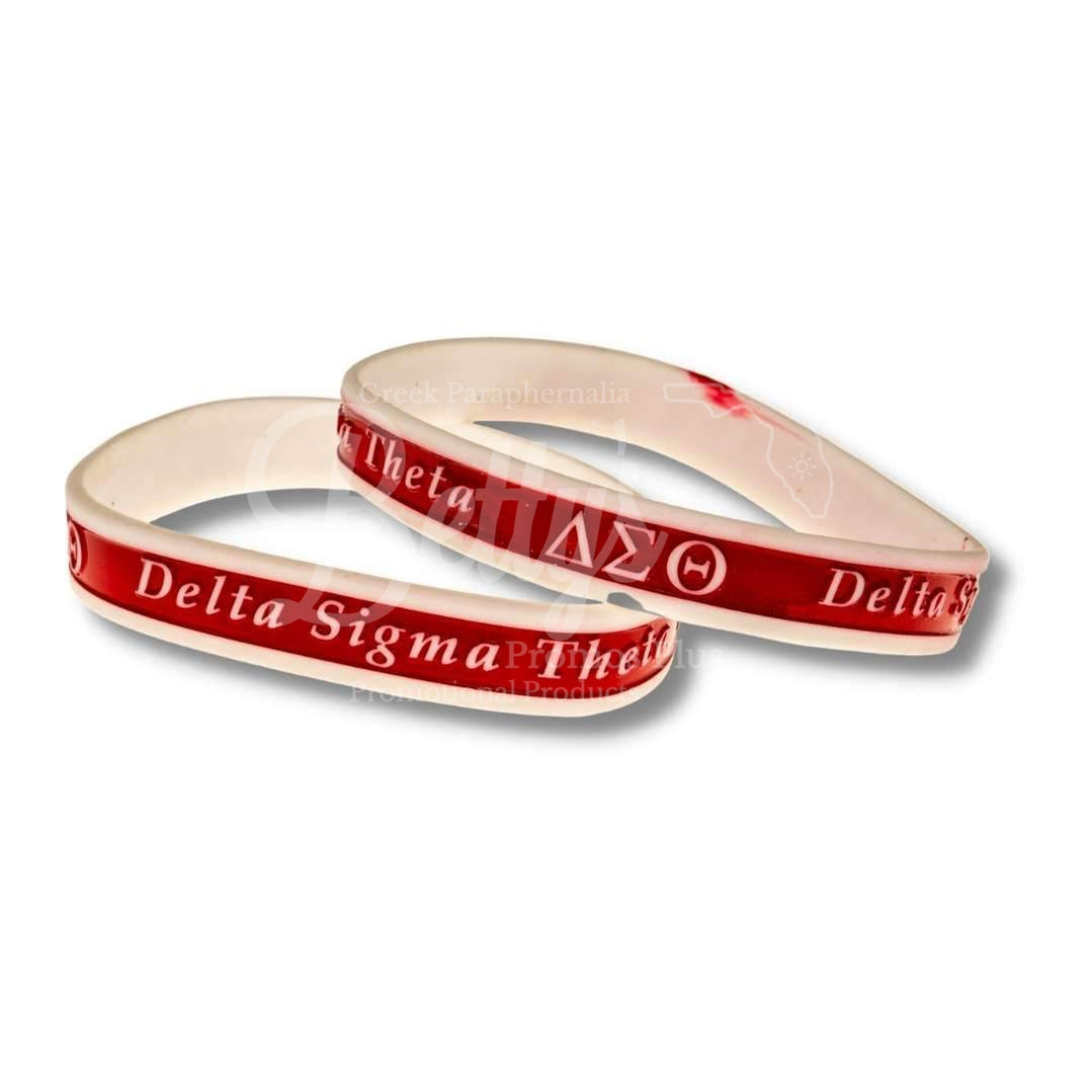 Delta Sigma Theta ΔΣΘ Silicone Rubber Wristband BraceletRed-Betty's Promos Plus Greek Paraphernalia